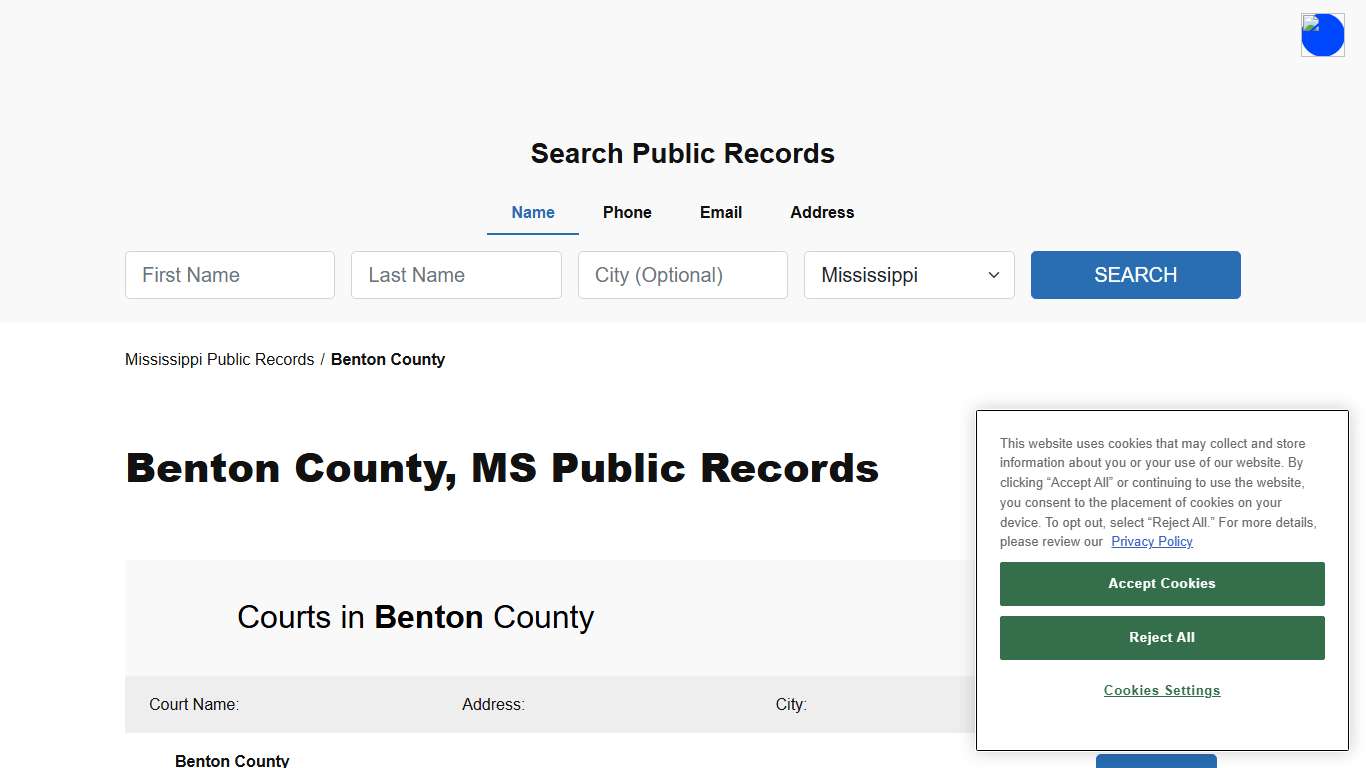 Benton County, MS Public Court, Arrest and Inmate Records - ThePublicIndex