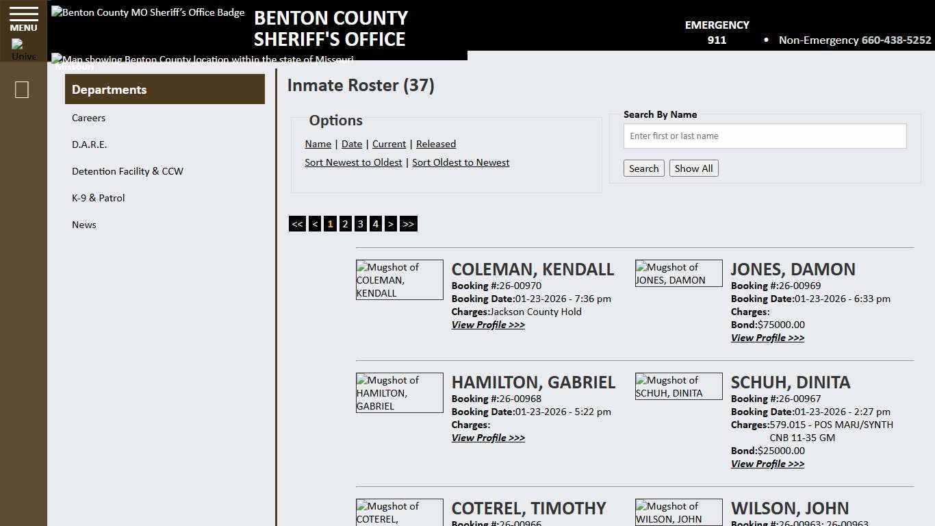 Inmate Roster - Current Inmates Booking Date Descending - Benton County MO Sheriff’s Office